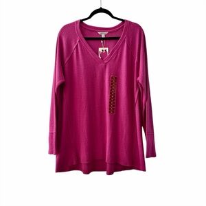 NEW Wildfox Haley Brushed Top in Elderberry Size XL Pink Purple Thermal Knit NWT